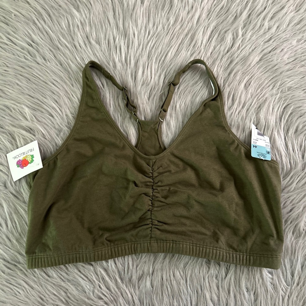Fruit Of The Loom Wireless Racerback Bra Womens Size 44 Green Wirefree Pull Over